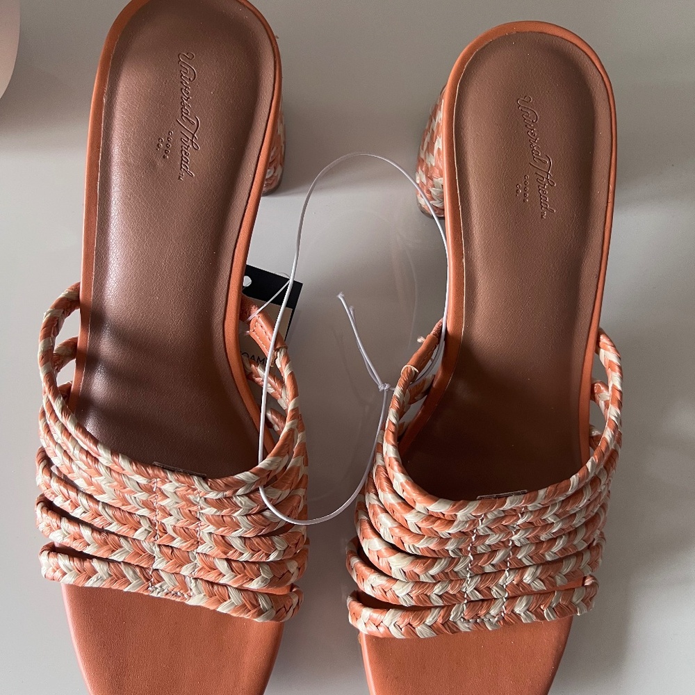 Universal‎ Thread New Orange Sandals Braided Low Heel Summer Sandals Size 8